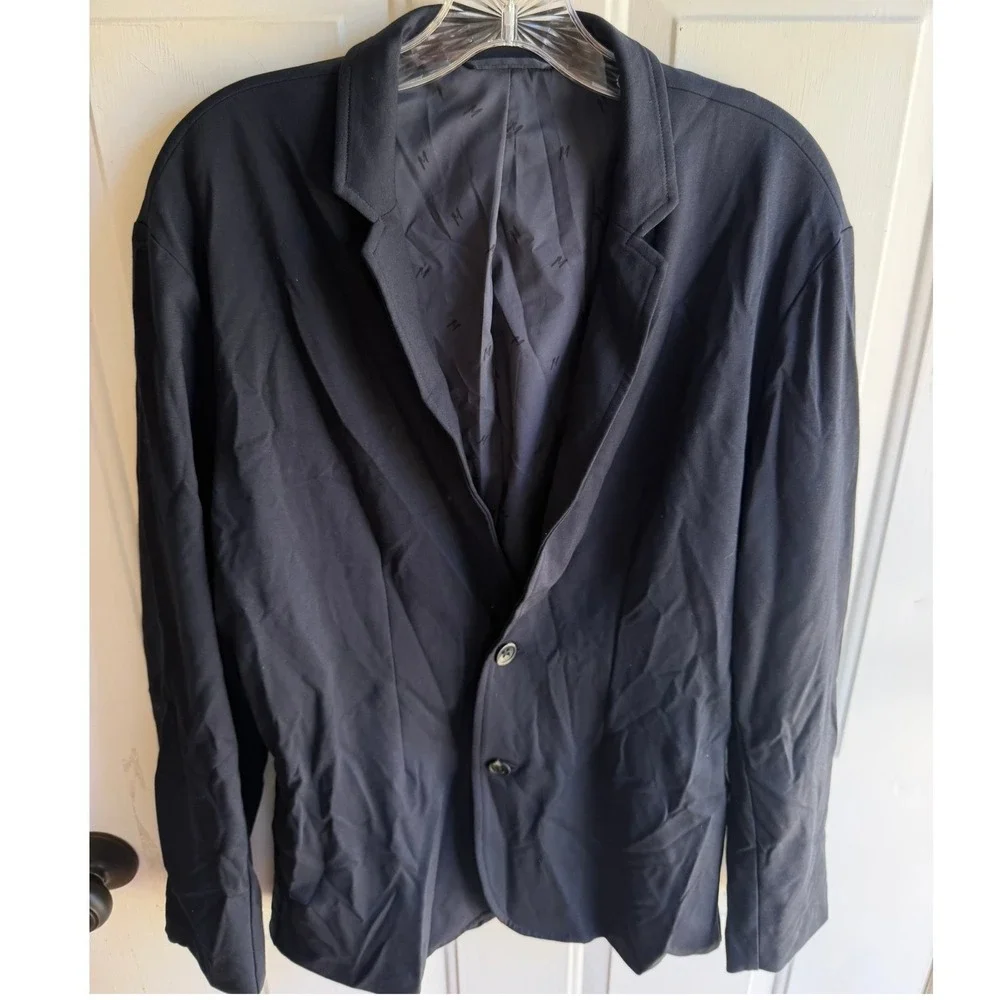Mugsy Blazer Mens L Navy Jersey Stretch Lined Single-Breasted Two-Button
